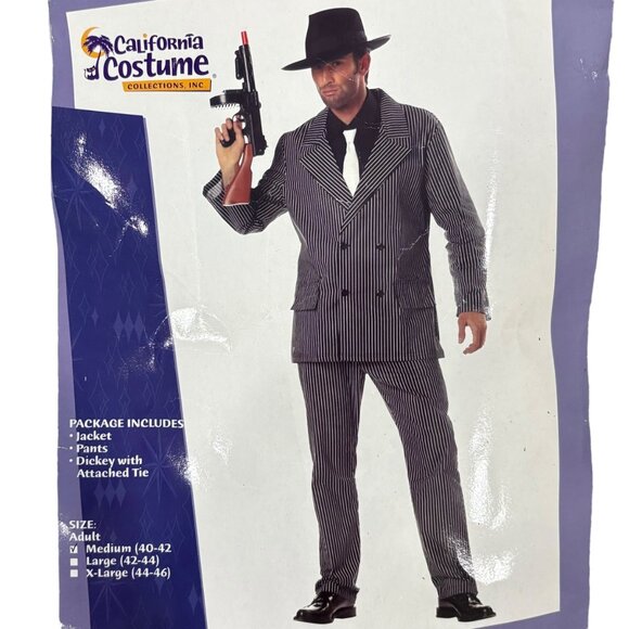 California Costumes Adult Gangster Costume Set M: Jacket Pants & Dickey With Tie - Picture 1 of 7
